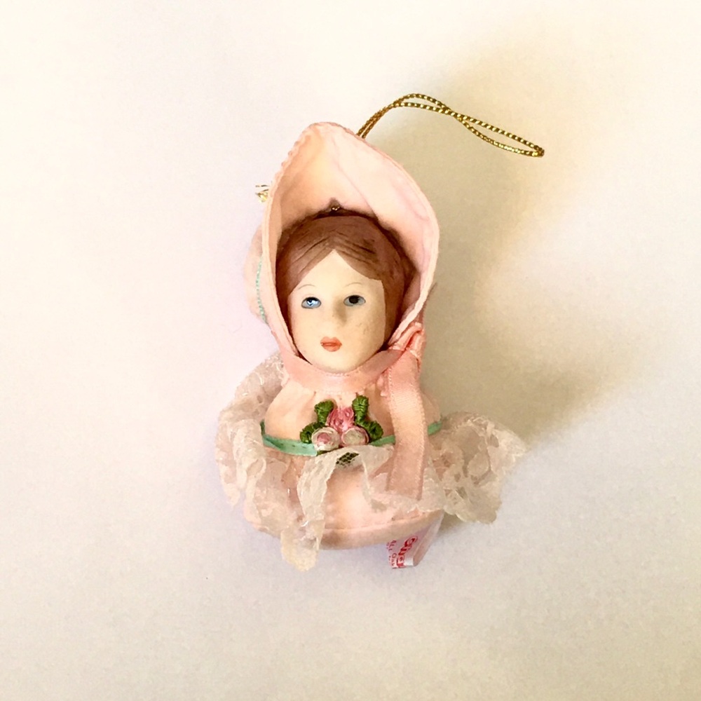 Vintage pink woman  Christmas ornament.